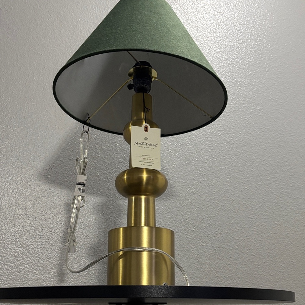 Green Shade Gold Table Lamp - Picture 3 of 4